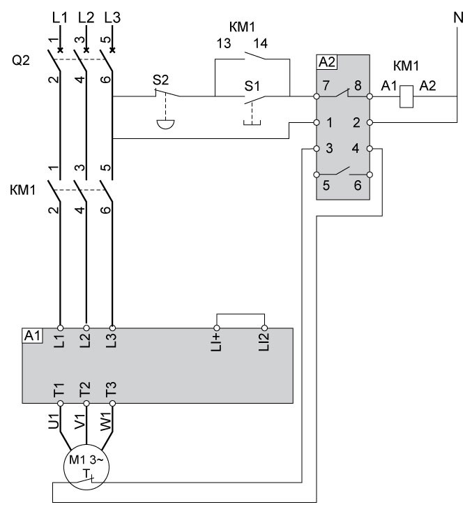 Схема подключения, двигатель вентилятора оснащен термоконтактами