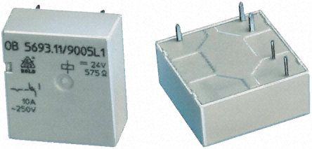 OB 5693.11/915 1L1 AC 24V, Dold, 24V ac Coil Non-Latching Relay SPDT, 16A Switching Current PCB Mount, Реле